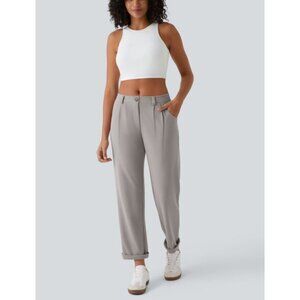 Halara Mid Rise Zipper Pocket Waffle Casual Pants Sz Large Womens Gray